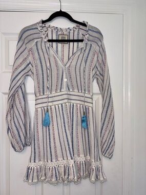 Alicia Bell Striped Tassel Mini Dress XS Dress Boho Gauze Beach Coverup